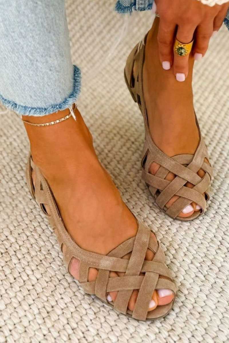 Hina - Woven Open-Toe Flat Sandals