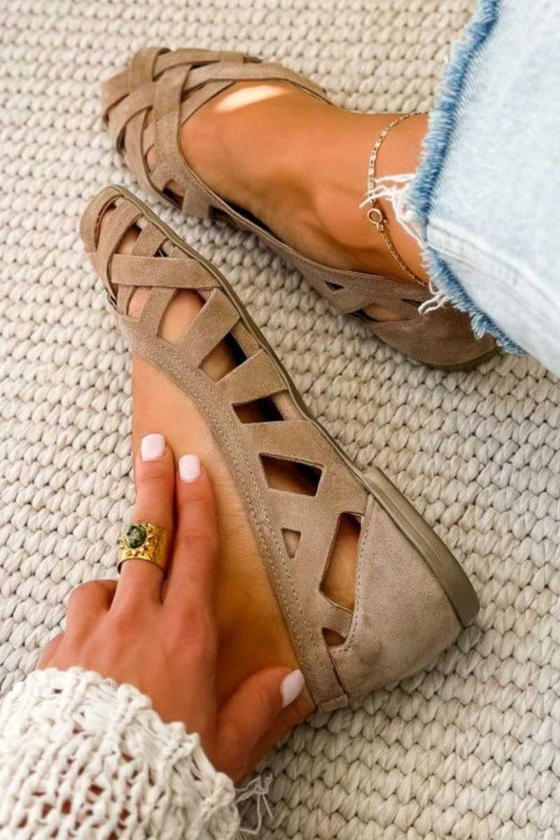 Hina - Woven Open-Toe Flat Sandals