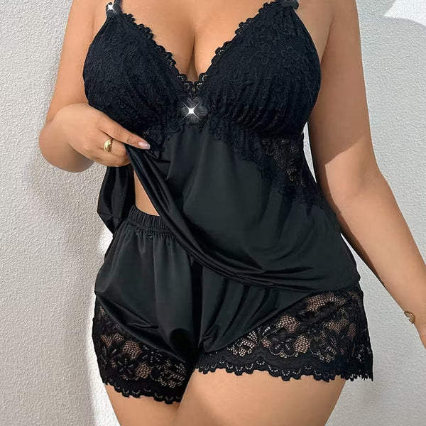 Odile - Lace-Trim Cami Pyjama Set