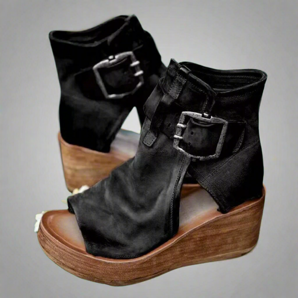 Elena Bootie Sandals — Flexible Faux Leather with Soft Sole