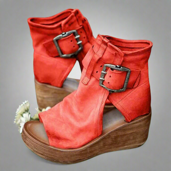 Elena Bootie Sandals — Flexible Faux Leather with Soft Sole