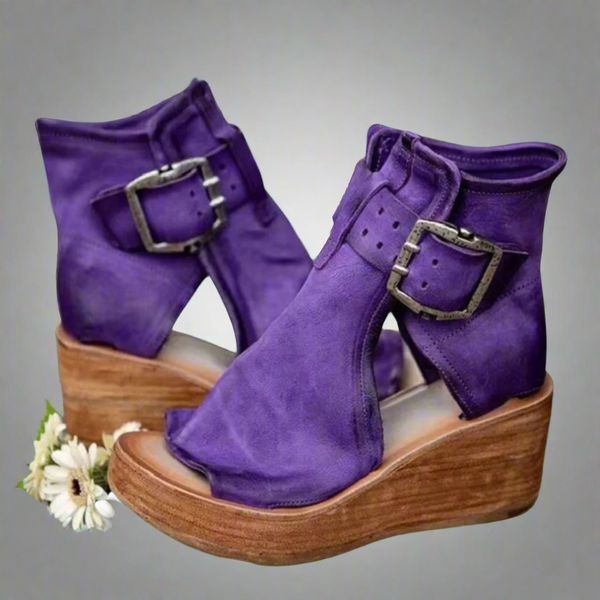 Elena Bootie Sandals — Flexible Faux Leather with Soft Sole