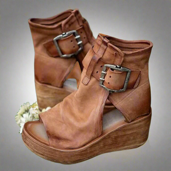Elena Bootie Sandals — Flexible Faux Leather with Soft Sole