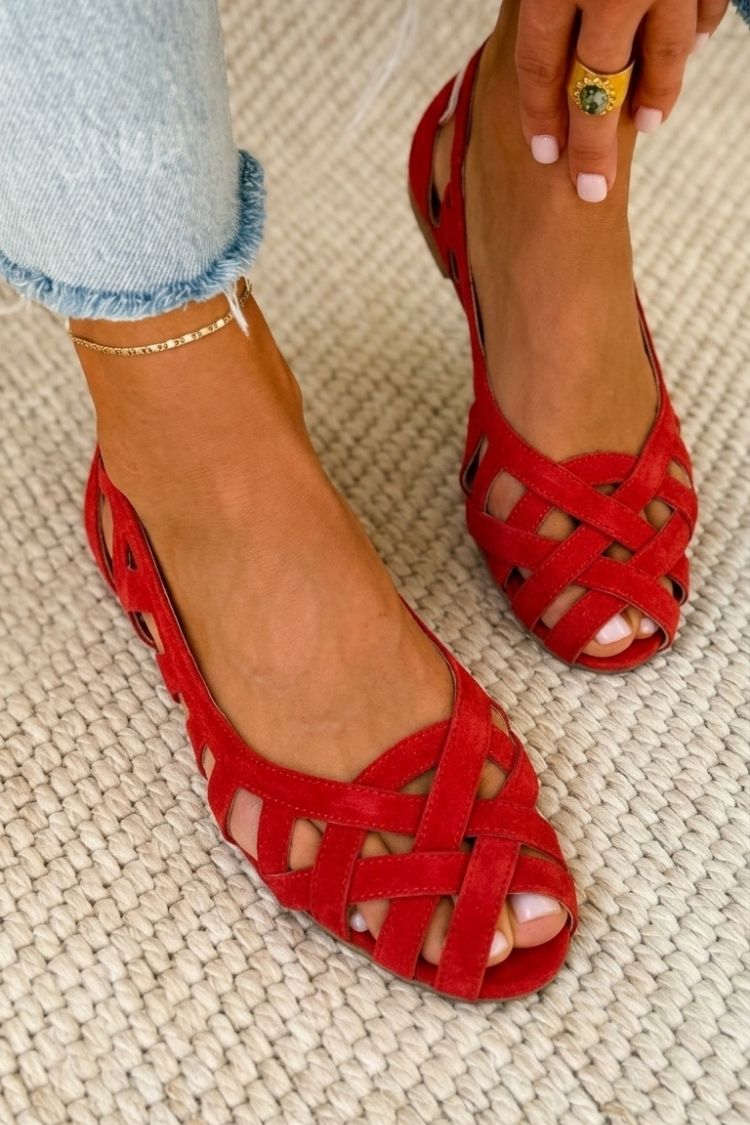 Hina - Woven Open-Toe Flat Sandals