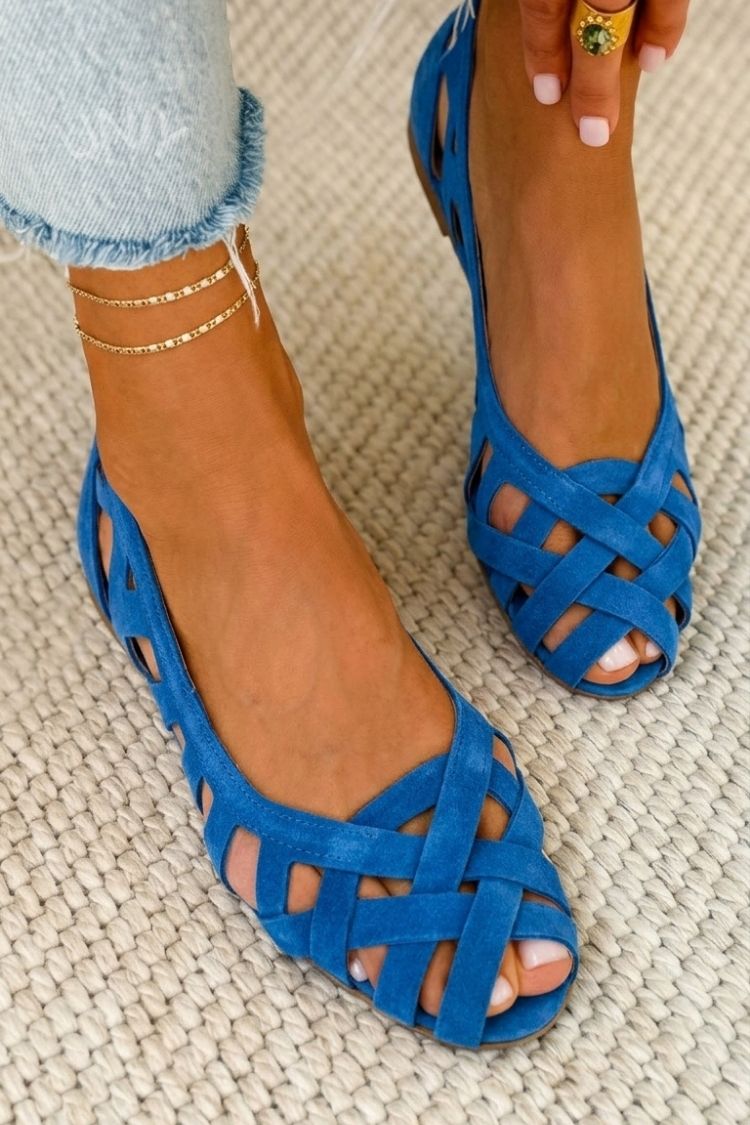 Hina - Woven Open-Toe Flat Sandals