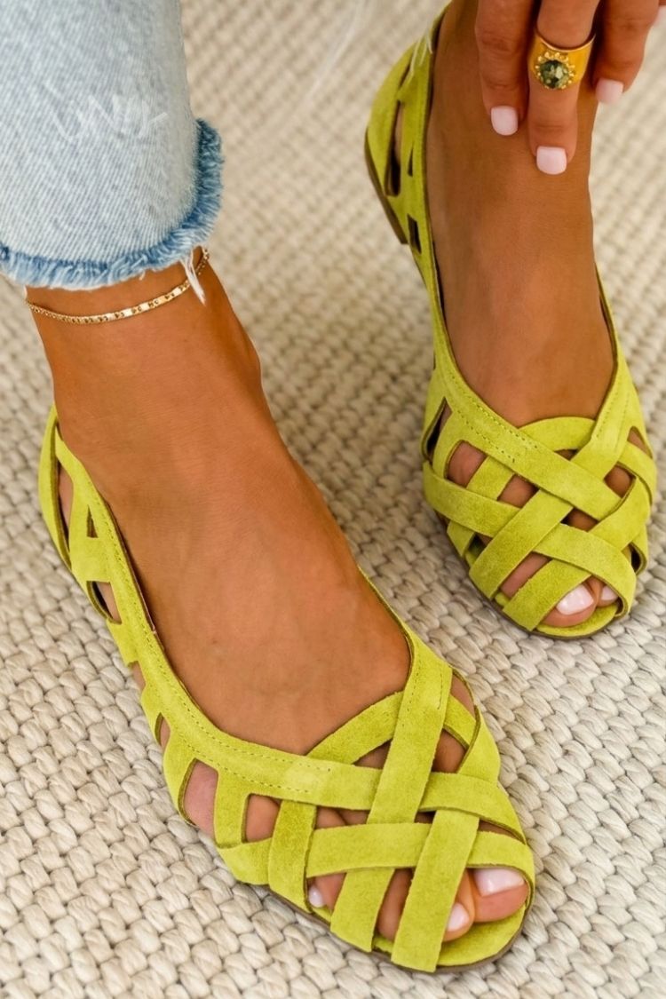 Hina - Woven Open-Toe Flat Sandals