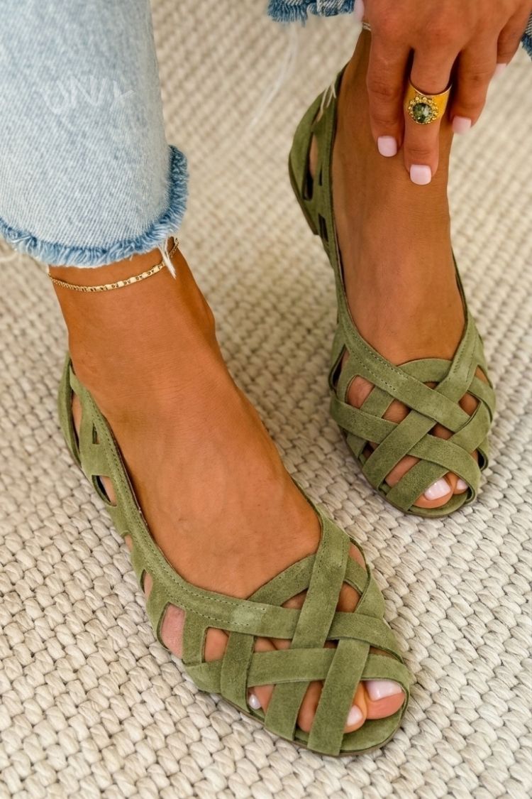 Hina - Woven Open-Toe Flat Sandals