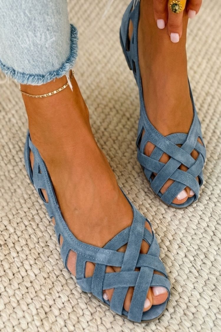Hina - Woven Open-Toe Flat Sandals