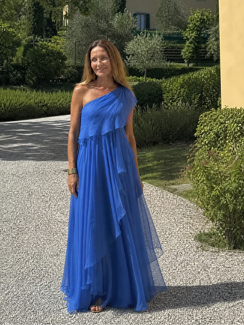 Donatella - One-Shoulder Maxi Dress with Cascading Ruffle