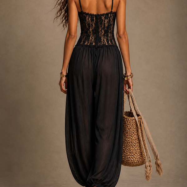 Laia - Flowy Lace Halter Jumpsuit
