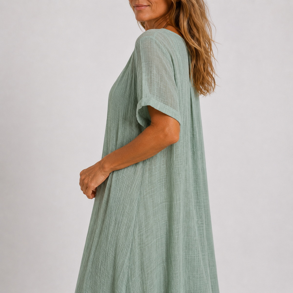 Flowing Maxi Dress — Feminine Cut with V-Neckline