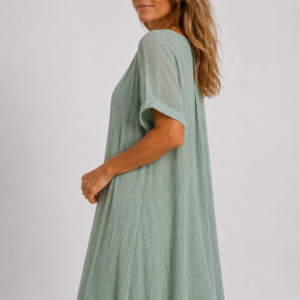 Flowing Maxi Dress — Feminine Cut with V-Neckline