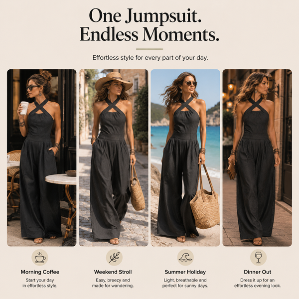 Valentina - Elegant Crossover Neckline Jumpsuit