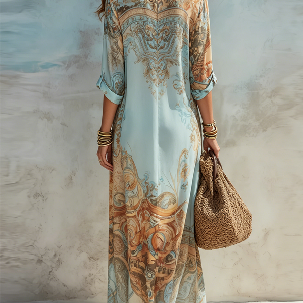 Serena Shirt Dress — Flowing Mediterranean Print