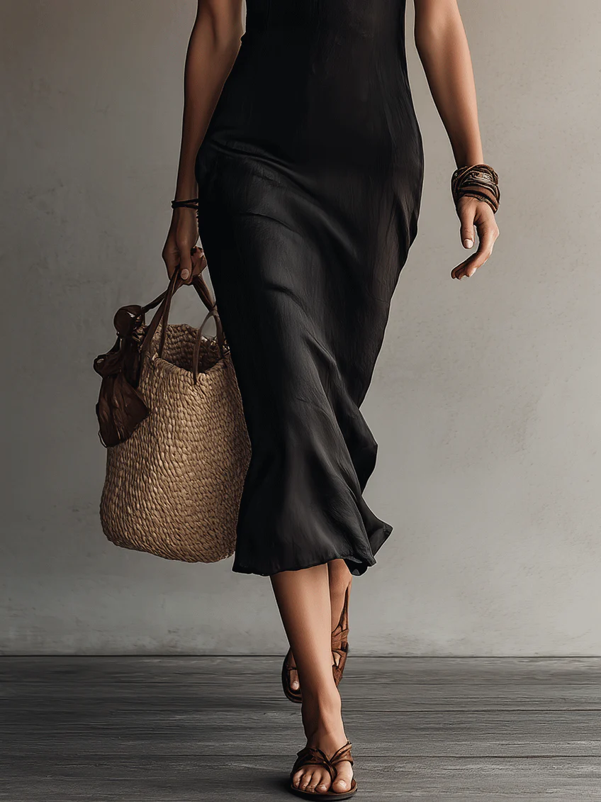 Elara - Black Lace Midi Dress