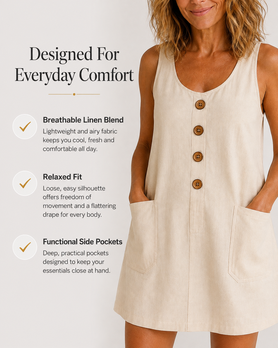Margaux - Flowing Button-Front Summer Dress with Pockets