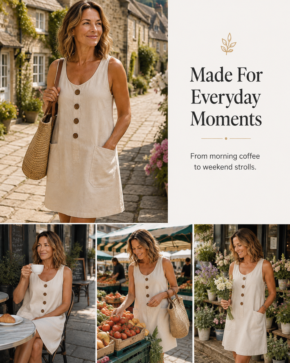 Margaux - Flowing Button-Front Summer Dress with Pockets